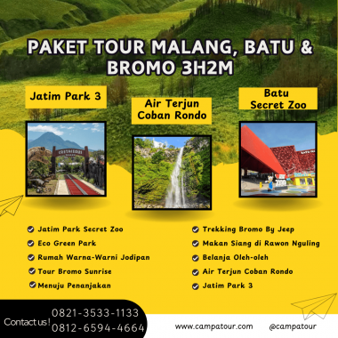 Paket Tour Malang, Batu & Bromo 3 Hari 2 Malam (3H2M)