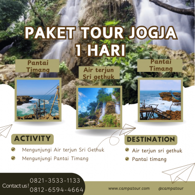 Paket Tour Jogja 1 Hari: Air Terjun Sri Gethuk dan Pantai Timang