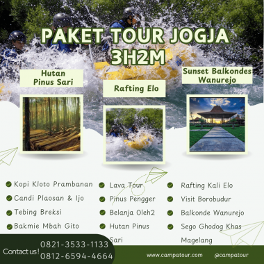 Paket Tour Jogja 3 Hari 3 Malam (3H2M): Rafting Elo dan Lava Tour