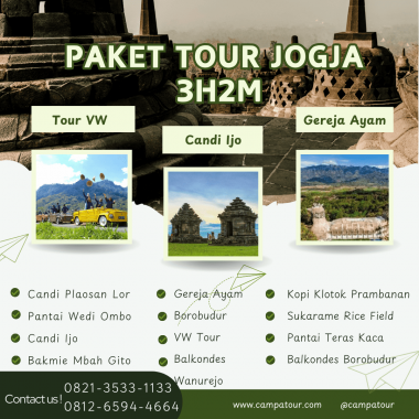 Paket Tour Jogja 3 Hari 2 Malam (3H2M): VW Tour Borobudur dan Gereja Ayam