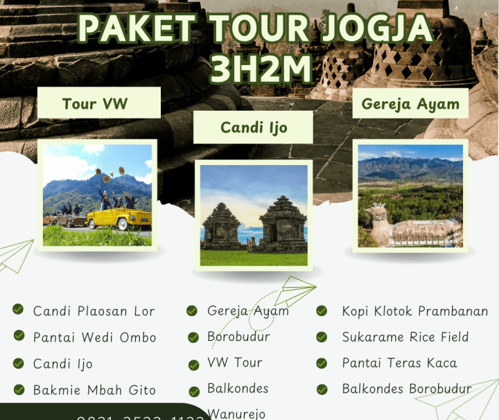 Paket Tour Jogja 3 Hari 2 Malam (3H2M): VW Tour Borobudur dan Gereja Ayam