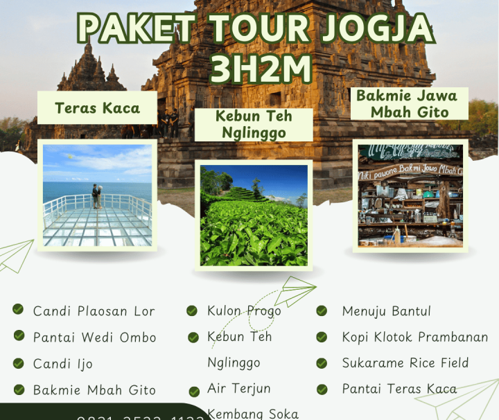 Paket Tour Jogja 3 Hari 2 Malam (3H2M) – Kebun Teh Nglinggo dan Pantai Teras Kaca
