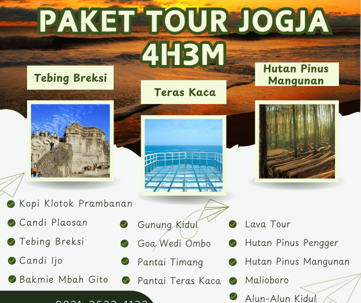 Paket Tour Jogja 4 Hari 3 Malam (4H3M)-Pantai Timang dan Pantai Wedi Ombo