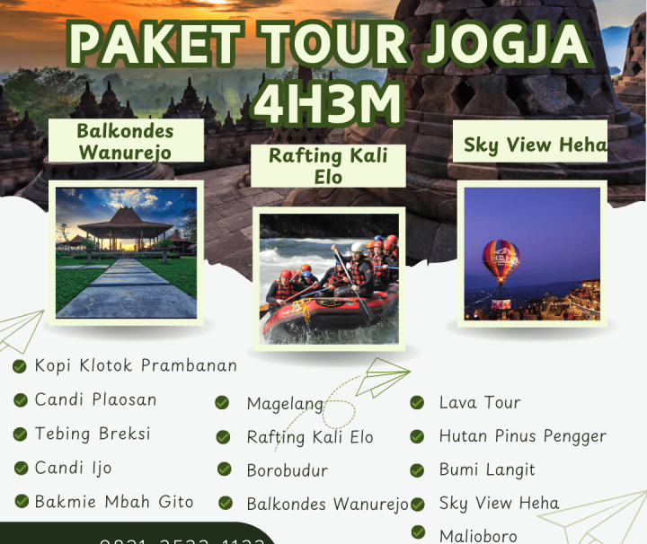 Paket Tour Jogja 4 Hari 3 Malam (4H3M) – Rafting Sungai Elo dan Sky View Heha