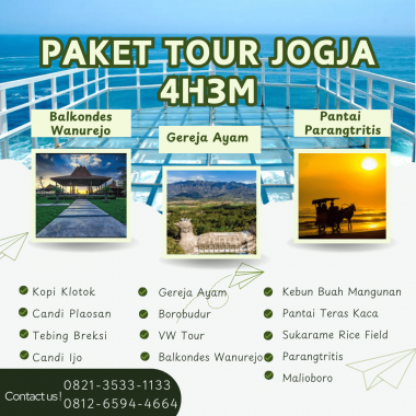 Paket Tour Jogja 4 Hari 3 Malam (4H3M) – Pantai Teras Kaca