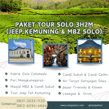 Paket Tour Solo 3H2M (3 Hari 2 Malam): Jeep Kebun Teh Kemuning & Masjid MBZ Solo