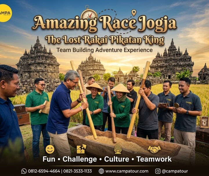 Amazing Race Jogja The Lost Rakai Pikatan King bersama Campa Tour dengan konsep petualangan, budaya, dan team building di kawasan Candi Prambanan Yogyakarta