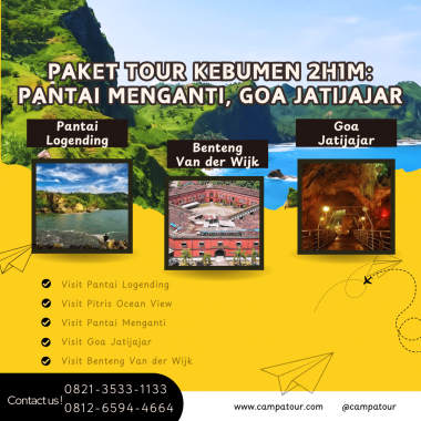 Paket Tour Kebumen 2 Hari 1 Malam (2H1M): Pantai Menganti, Goa Jatijajar