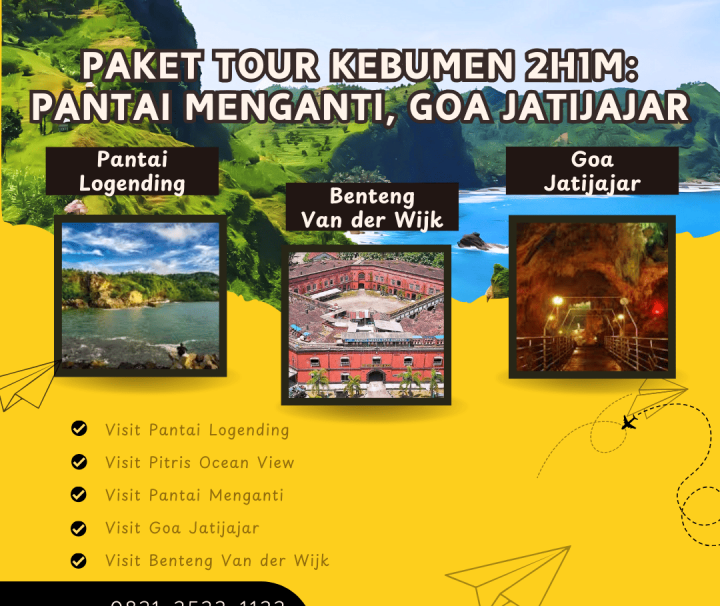 Paket Tour Kebumen 2 Hari 1 Malam (2H1M): Pantai Menganti, Goa Jatijajar