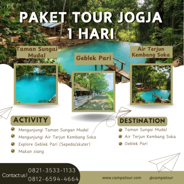 Paket Tour Jogja 1 Hari: Taman Sungai Mudal, Air Terjun Kembang Soka dan Geblek Pari