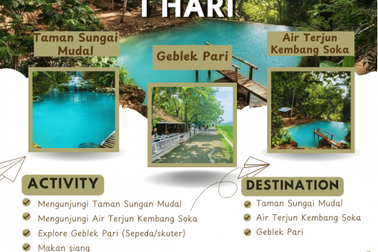 aket Tour Jogja 1 Hari: Taman Sungai Mudal, Air Terjun Kembang Soka dan Geblek Pari