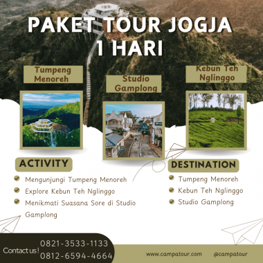 Paket Tour Jogja 1 Hari: Tumpeng Menoreh, Kebun Teh Nglinggo, Studio Gamplong