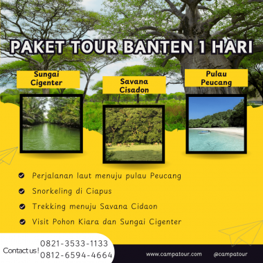 Paket Tour Banten 1 Hari: Pulau Peucang, Trekking Pohon Kiara, Cidaon Dan Sungai Cigenter