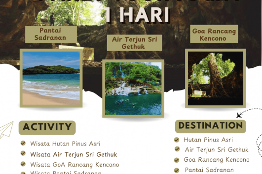 Paket Tour Jogja 1 Hari: Goa Rancang Kencono, Air Terjun Sri Gethuk, Pantai Sadranan