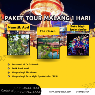 Paket Tour Malang 1 Hari: Café Bawah, Petik Apel, The Onsen Dan Batu Night Spektakuler (BNS)