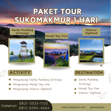 Paket Tour Sukomakmur 1 Hari: Gardu Pandang Girimulyo, Mangli Sky View Dan Silancur Highland