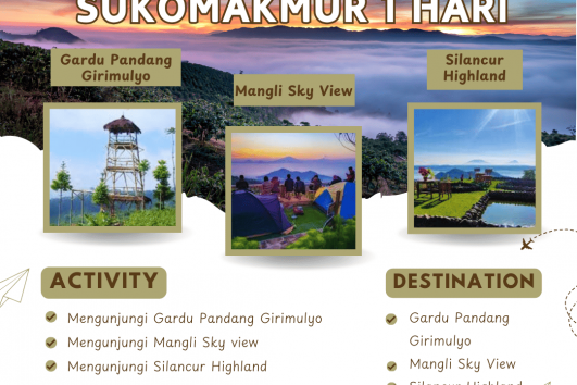 Paket Tour Sukomakmur 1 Hari: Gardu Pandang Girimulyo, Mangli Sky View Dan Silancur Highland