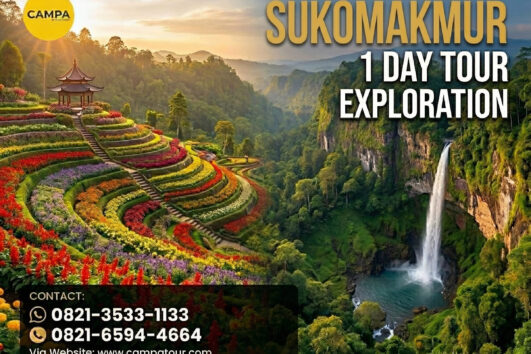 Paket Tour Sukomakmur 1 Hari Punthuk Manggir Gunung Payung, Taman Bunga Pagoda Dan Curug Silawe