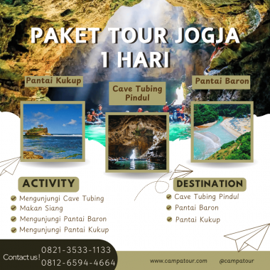 Paket Tour Jogja 1 Hari: Cave Tubing Pindul, Pantai Baron Dan Pantai Kukup