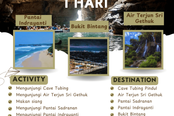 Paket Tour Jogja 1 Hari: Cave Tubing Pindul, Air Terjun Sri Gethuk, Pantai Sadranan, Pantai Indrayanti Dan Bukit Bintang