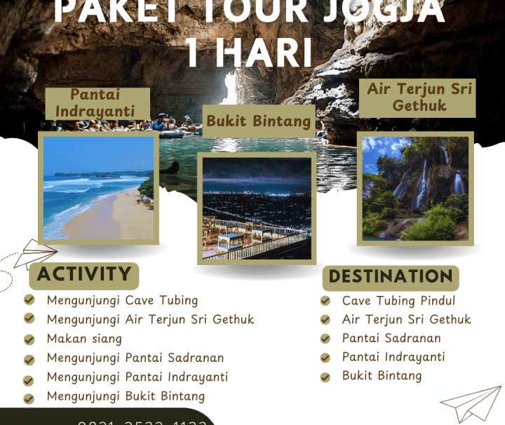 Paket Tour Jogja 1 Hari: Cave Tubing Pindul, Air Terjun Sri Gethuk, Pantai Sadranan, Pantai Indrayanti Dan Bukit Bintang