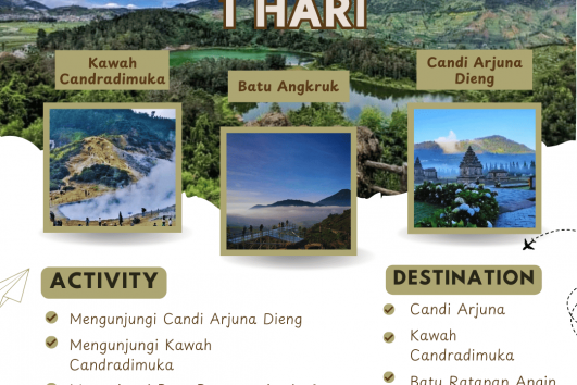 Paket Tour Dieng 1 Hari: Candi Arjuna Dieng, Kawah Candramuka, Batu Ratapan Angin Dan Batu Angkruk