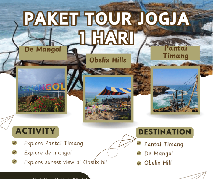 Paket Tour Jogja 1 Hari: Pantai Timang, Explore De Mangol Dan Sunset Obelix Hill
