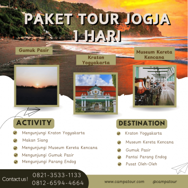 Paket Tour Jogja 1 Hari: Keraton, Museum Kereta Kencana, Gumuk Pasir, Parang Endog