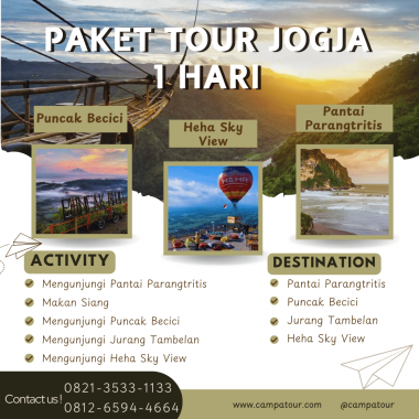 Paket Tour Jogja 1 Hari: Pantai Parangtritis, Puncak Becici, Jurang Tambelan Dan Heha Sky View