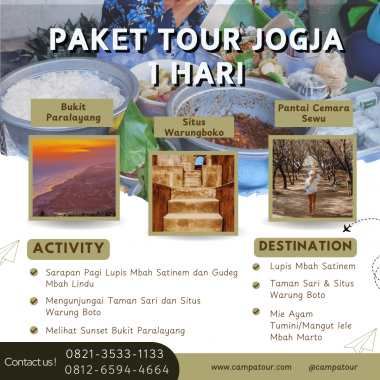 Paket Tour Jogja 1 Hari: Lupis Mbah Satinem, Strolling Di Taman Sari, Situs Warung Boto, Pantai Cemara Sewu, Bukit Paralayang