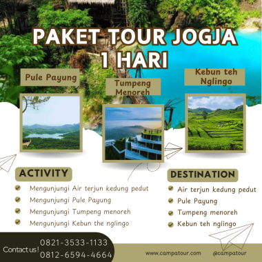 Paket Tour Jogja 1 Hari: Air Terjun Kedung Pedut, Pule Payung, Tumpeng Menoreh Dan Kebun Teh Nglingo
