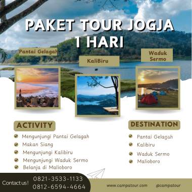 Paket Tour Jogja 1 Hari: Pantai Glagah, Kalibiru Dan Waduk Sermo
