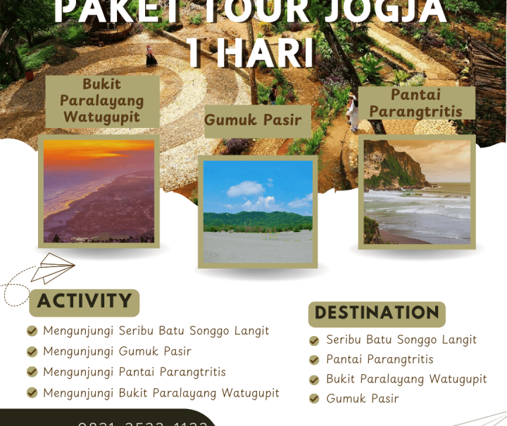 Paket Tour Jogja 1 Hari: Seribu Batu Songgo Langit, Pantai Parangtritis, Gumuk Pasir Dan Bukit Paralayang Watugupit