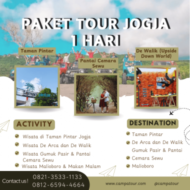 Paket Tour Jogja 1 Hari: Taman Pintar, De Walik (Upside Down World), Gumuk Pasir Dan Pantai Cemara Sewu