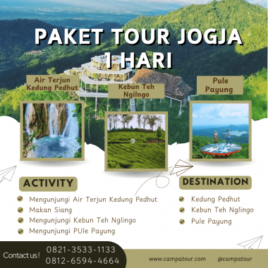 Paket Tour Jogja 1 Hari: Taman Sungai Mudal, Pule Payung, Air Tejun Kedung Pedut Dan Kebun Teh Nglinggo