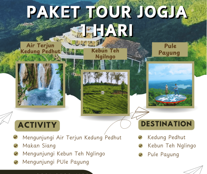Paket Tour Jogja 1 Hari: Taman Sungai Mudal, Pule Payung, Air Tejun Kedung Pedut Dan Kebun Teh Nglinggo