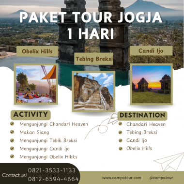 Paket Tour Jogja 1 Hari: Chandari Heaeven, Obelix Hills, Candi Ijo Dan Tebing Breksi