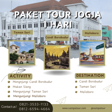 Paket Tour Jogja 1 Hari: Taman Sari, Candi Borobudur dan Malioboro
