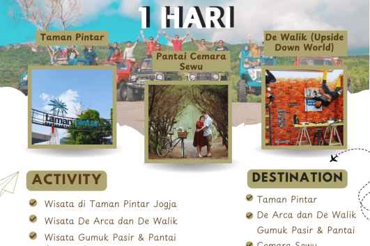 Paket Tour Jogja 1 Hari: Taman Pintar, De Walik (Upside Down World), Gumuk Pasir Dan Pantai Cemara Sewu