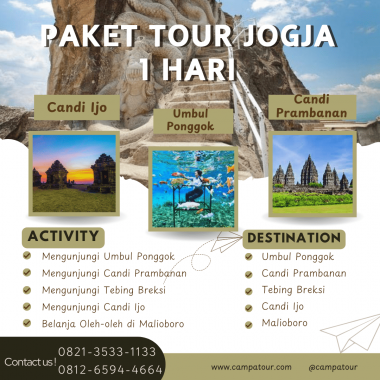 Paket Tour Jogja 1 Hari: Umbul Ponggok, Candi Prambanan, Tebing Breksi Dan Candi Ijo