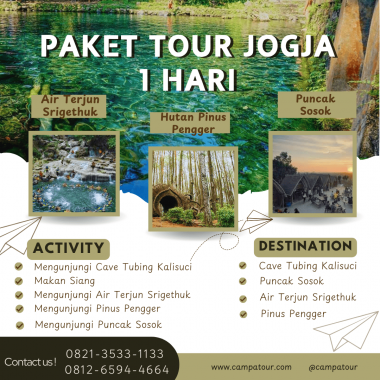 Paket Tour Jogja 1 Hari: Cave Tubing Kalisuci, Air Terjun Srigethuk, Pinus Pengger Dan Puncak Sosok
