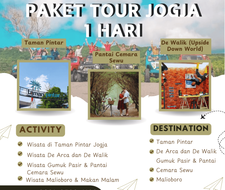 Paket Tour Jogja 1 Hari: Taman Pintar, De Walik (Upside Down World), Gumuk Pasir Dan Pantai Cemara Sewu