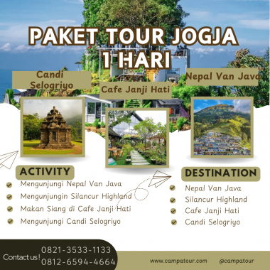 Paket Tour Jogja 1 Hari: Nepal Van Java, Silancur Highland, Candi Selogriyo Dan Café Janji Hati