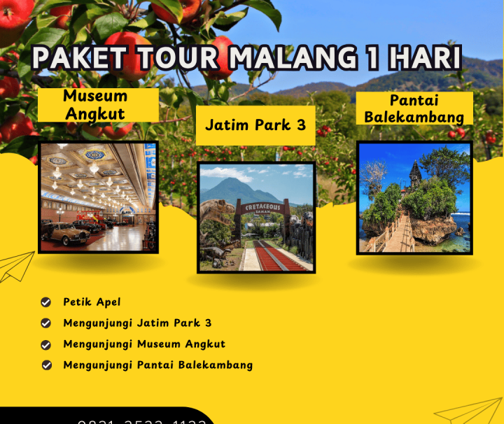 Paket Tour Malang 1 Hari: Petik Apel, Jatim Park 3, Museum Angkut Dan Pantai Balekambang