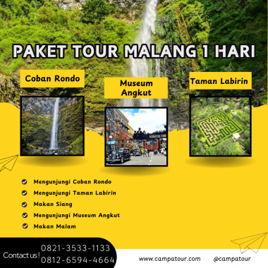 Paket Tour Malang 1 Hari: Coban Rondo, Taman Labirin Dan Museum Angkut