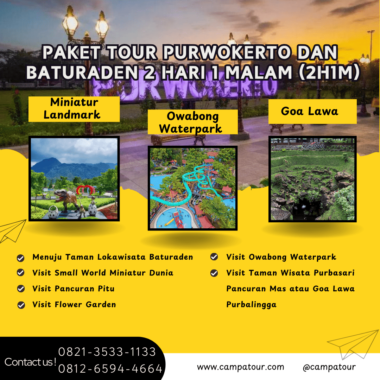 Paket Tour Purwokerto dan Baturaden 2 Hari 1 Malam (2H1M)