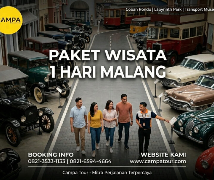 Paket Tour Malang 1 Hari: Coban Rondo, Taman Labirin Dan Museum Angkut bersama Campa Tour
