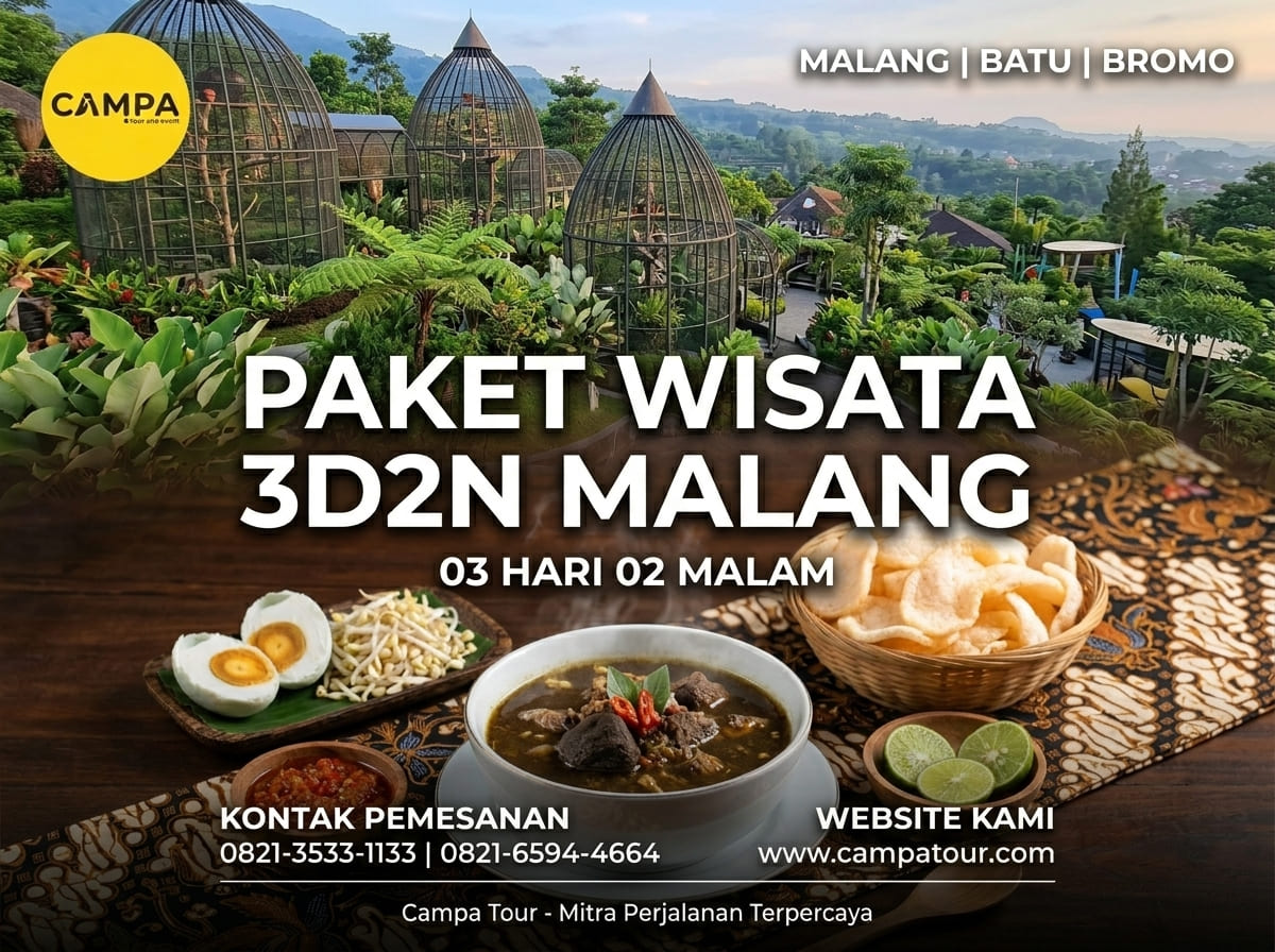Paket Tour Malang, Batu & Bromo 3 Hari 2 Malam (3H2M) bersama Campa Tour