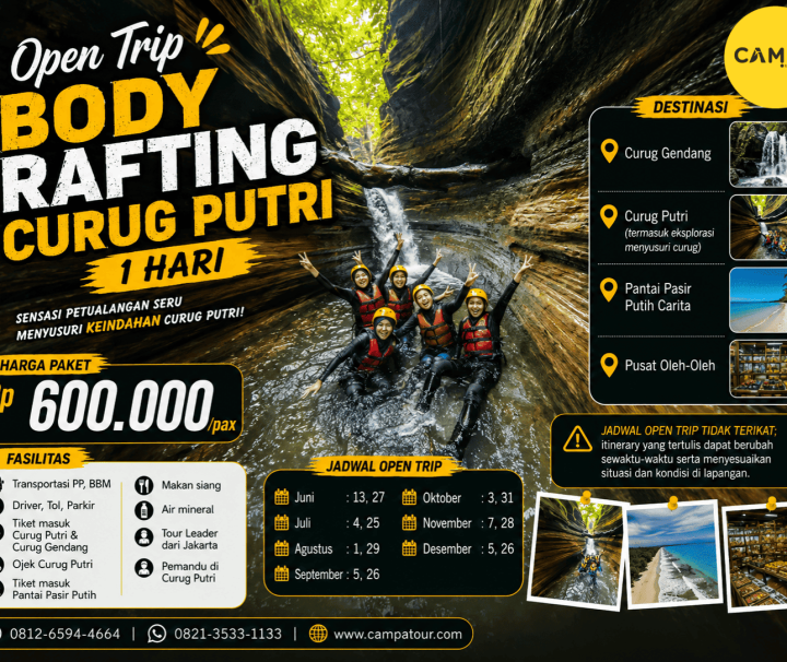 Open Trip Body Rafting Curug Putri 1 Hari bersama Campa Tour