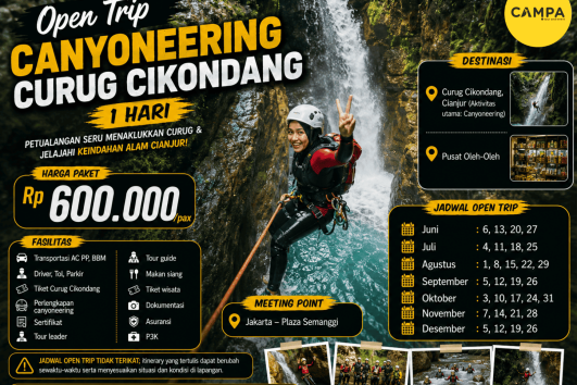 Open Trip Canyoneering Curug Cikondang 1 Hari bersama Campa Tour